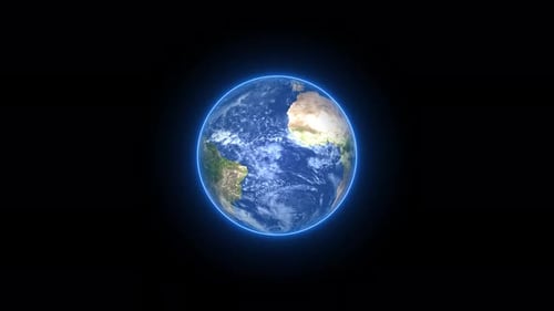 Realistic earth planet always rotating on globe space seen from 3D object alpha