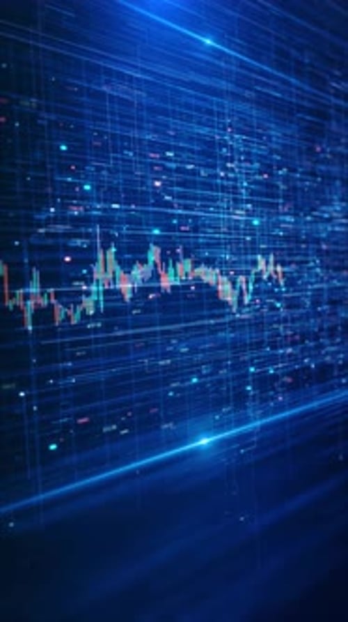 Futuristic Trading Data Screen Financial Interface Showing Market Performance Lines Indicators