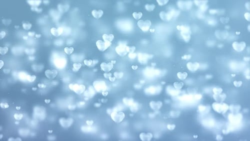 Blue Glowing Hearts Bokeh Background Loop