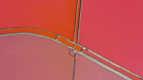 Aerial view of salt evaporation ponds near to Burgas, Bulgaria