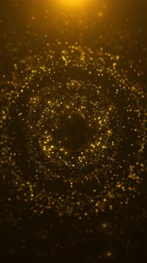Golden Glittering Particles Abstract Vertical Background Loop