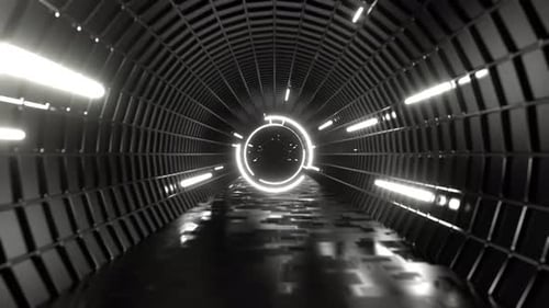 White Futuristic Space With Round Neon Holograms Background Vj Loop In 4K