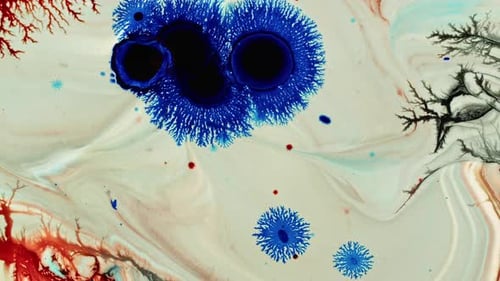 Gouttes d'encre et formes surréalistes étalées sur la surface de fond 29
