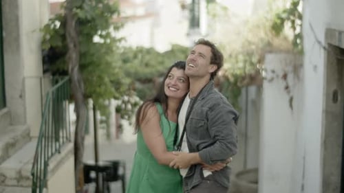 Beautiful Couple Enjoying Sightseeing in European City Streets
