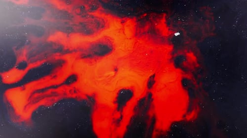 Alcohol ink in red swirling through space in view with a surreal galaxy feel