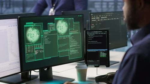 Programmer Seeing Error Popup on Computer Display in Data Center