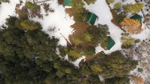 Small cabins built along the ridge of the Tehachapi mountains to provide shelter from the cold winte
