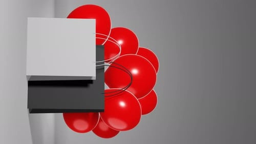 Modern Abstract Card Reveal with 3D Red Spheres