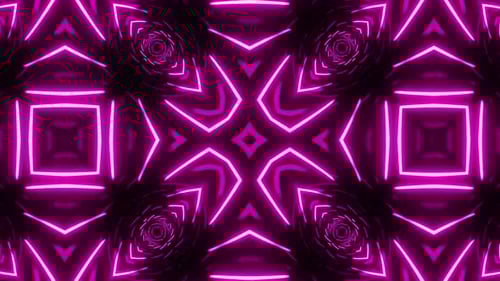 Hypnotic Pink Neon Geometric Kaleidoscope Loop Background