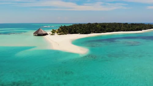 Maldivian Paradise Island From The Magazine Cover. Beautiful Ocean Island With Sand Shore