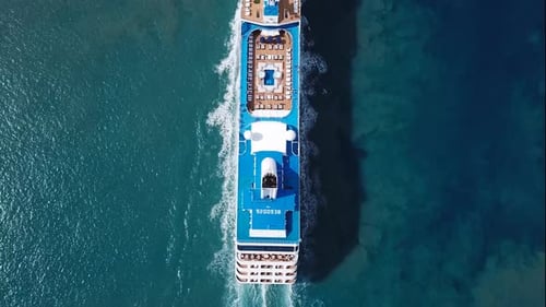 Cruise ship sailing across The Mediterranean sea - Aerial footage