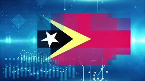 East Timor Flag On Economy Background And Graph