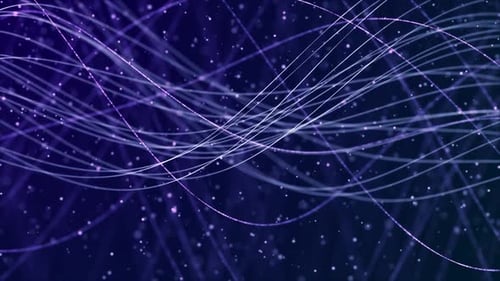 Futuristic Waving Lines and Digital Particles Background