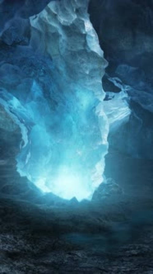 Entrance of an Ice Cave Inside Glacier in Southern Iceland
