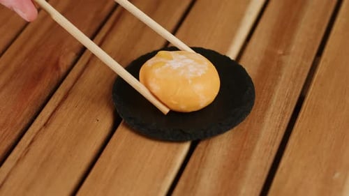 Mochi Japanese Rice Cake Closeup Sweets From Japan Sugar Dessert with Filling