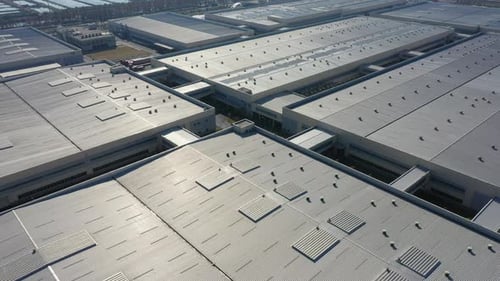Factory building in city