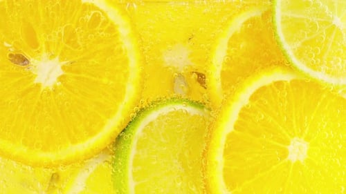 Refreshing Citrus Slices in a Sparkling Drink