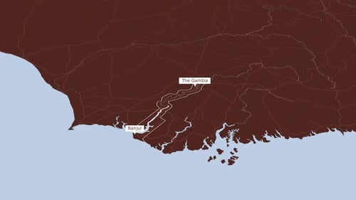 Rotating Map Of Gambia And Banjul