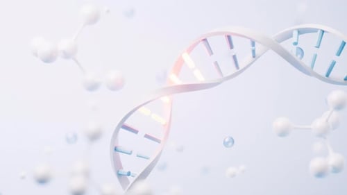 Animated 3D DNA Helix with Floating Molecular Structures