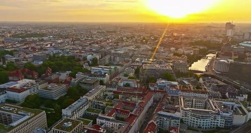 Aerial View of Berlin Cityscape with Roofs Architectural Landmarks Tv Tower and Other Attractions