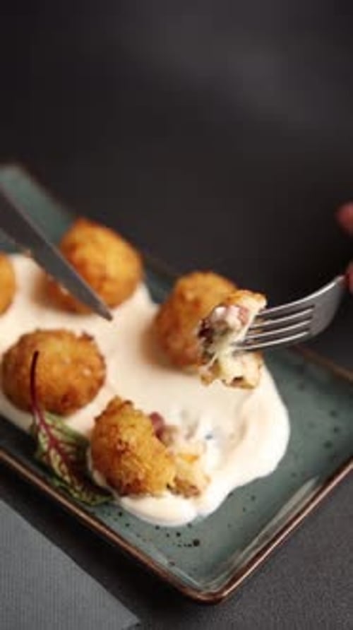 Delicious European food in a restaurant. Close-up