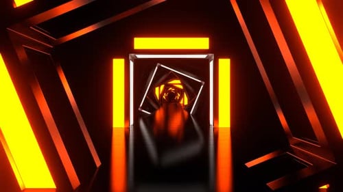 Orange And White Neon Arch Corridor Background Vj Loop In 4K