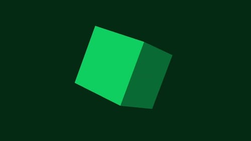 Dynamic 3D green abstract block rotation on a dark green plain background video