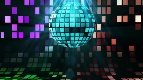 Dynamic Disco Ball with Glowing Geometric Grid Party Background