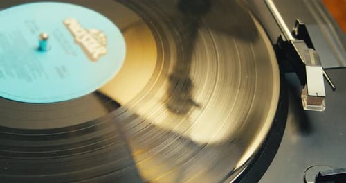 Vinyl Record Spinning on a Vintage Turntable