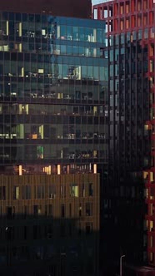 Modern office buildings glass reflections business skyline