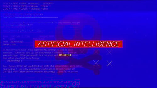 Texto de inteligencia artificial en la pantalla de fondo de hackeo