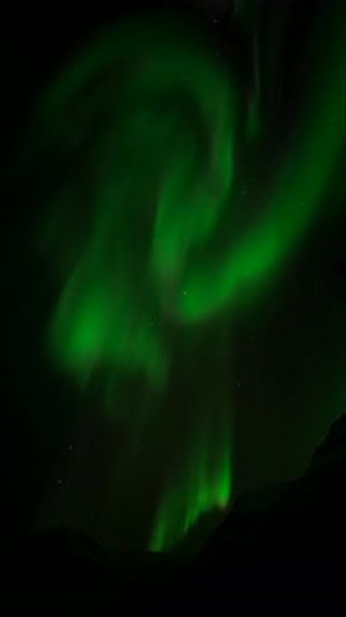 Mystical green aurora borealis illuminates Arctic night sky