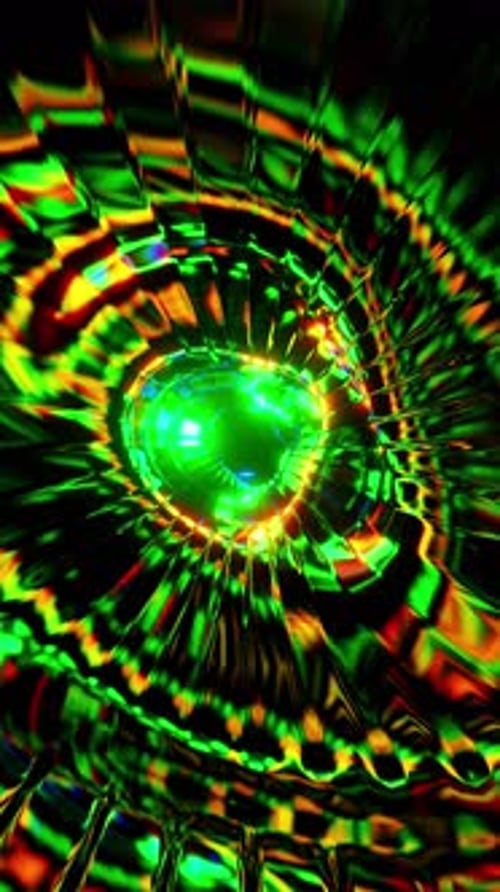 Abstract tunnel of circular object with bright lights in the center. Looped animation