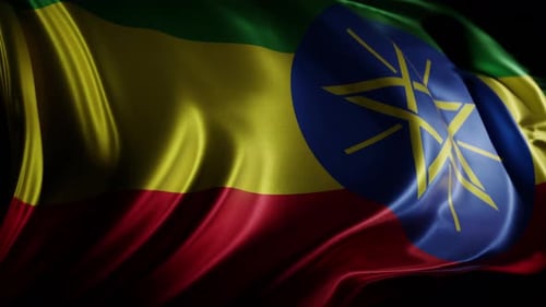 Realistic Waving Ethiopian Flag Animation Loop