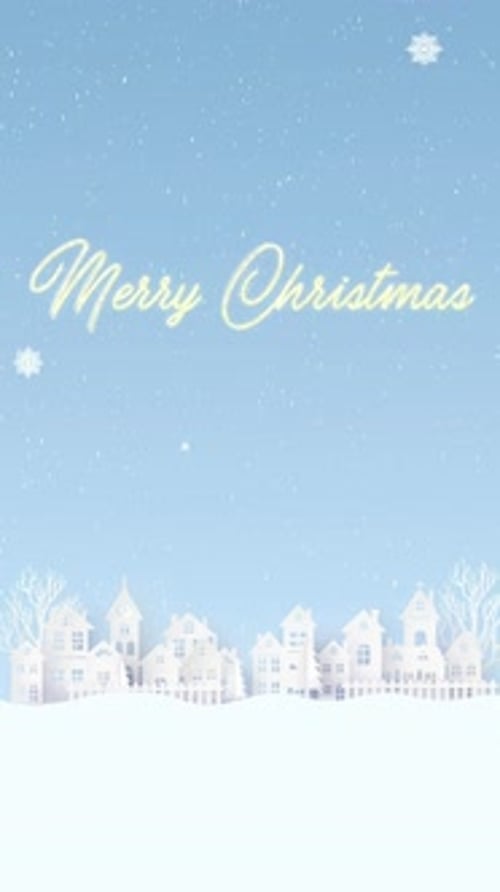 Animated Merry Christmas Winter Village Scene