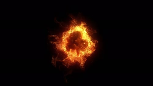 Fiery Vortex Orb, heller Flammenring, isoliert auf schwarzem Hintergrund