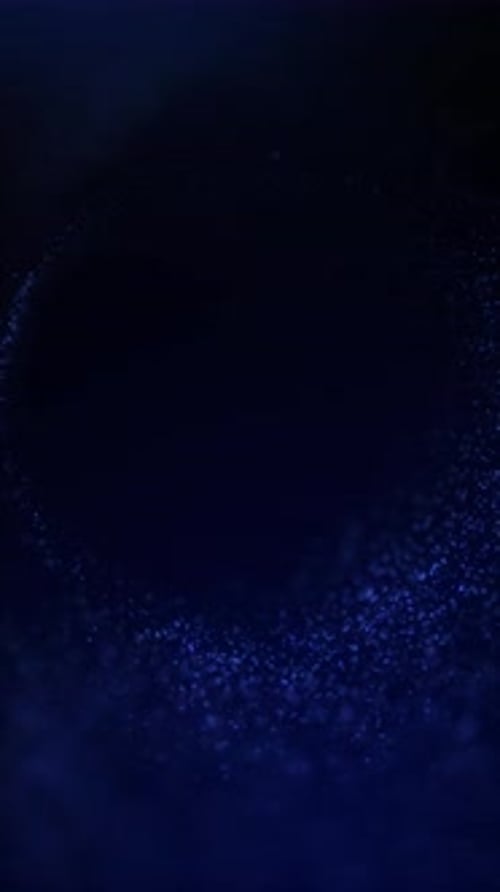 Particles energy tunnel from plasma fractals dark blue technology vertical background. Deep flowing