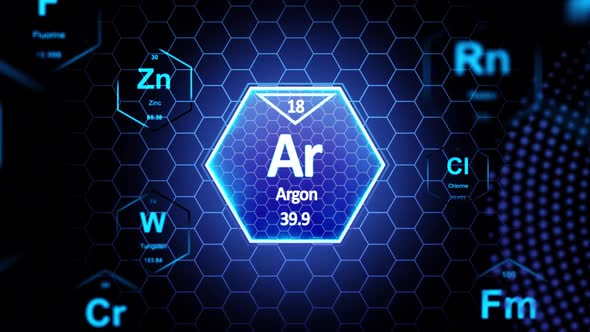 Futuristic Argon Element Display on Hexagonal Grid Background, Elements ...