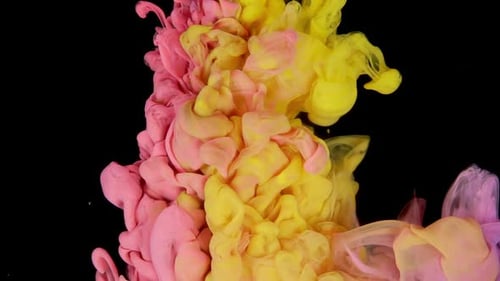 Abstract Pink and Yellow Ink Swirl