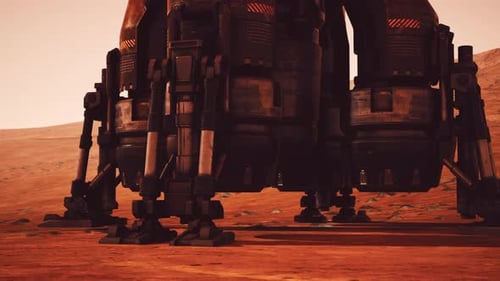 Exploration of a Martian Base with Advanced Landing Gear on the Surface