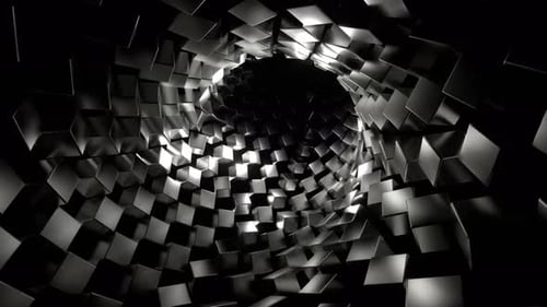 Tunnel With Steel Cubes Background Vj Loop In 4K