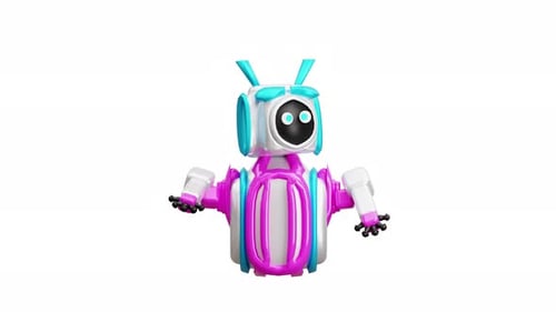 Animated 3D Robot Character Spinning