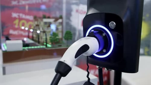 The Modern Electric Vehicle Charging Station Features a Convenient Glow Indicator for Easy Use Media