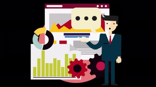 Businessman Pointing Finger At Chart To Analyzing 4K On Alpha Channel