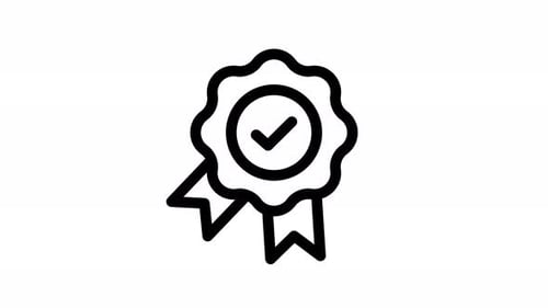 Animated Line Art Quality Approved Badge Icon Reveal