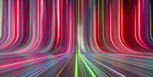 Rayos láser de espectro colorido que se deslizan hacia abajo