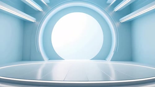 Futuristic Stage Background with Circular Light Pulsation