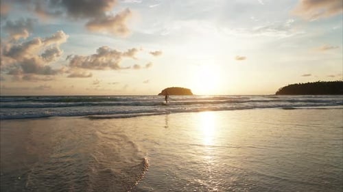 Orange Sunset on an Island Overlooking the Sea