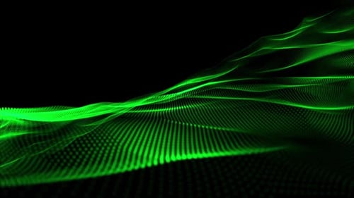 Particles Wave Background Green Loop V4