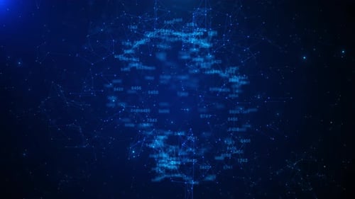 Futuristische Geschäftsdatentechnologie Digitale abstrakte Plexus-Technologie, blauer Hintergrund, Kopierraum, 3